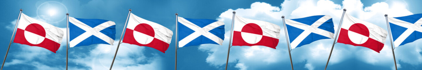 greenland flag with Scotland flag, 3D rendering