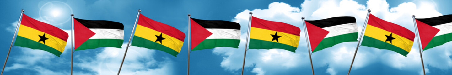 Ghana flag with Palestine flag, 3D rendering