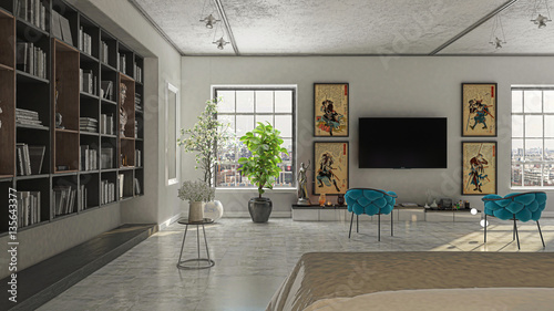 Appartamento, rendering 3d progetto, interni, camera da letto ... Rendering 3d interni