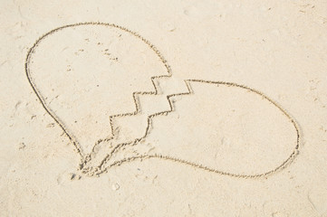 heart on sand on ocean beach