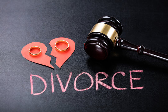Close-up Of Divorce Concept On Blackboard