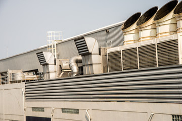 air conditioner on the roof with blue sky