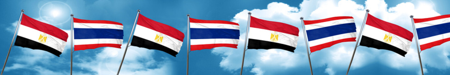 Egypt flag with Thailand flag, 3D rendering
