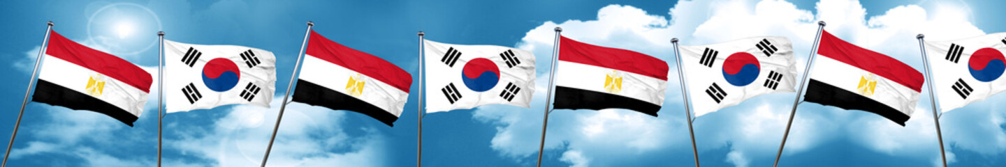 Fototapeta na wymiar Egypt flag with South Korea flag, 3D rendering