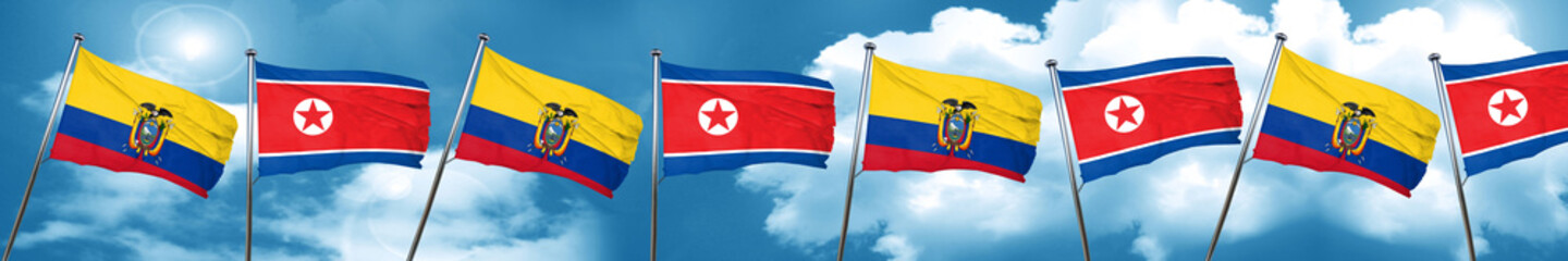 Fototapeta na wymiar Ecuador flag with North Korea flag, 3D rendering