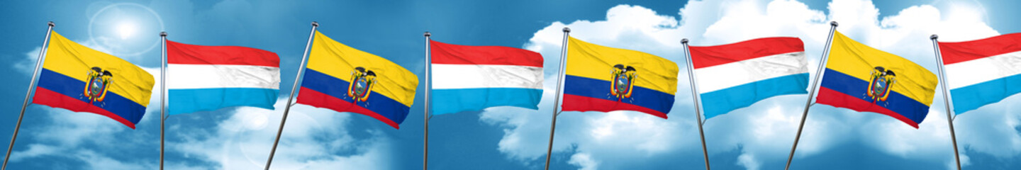 Ecuador flag with Luxembourg flag, 3D rendering