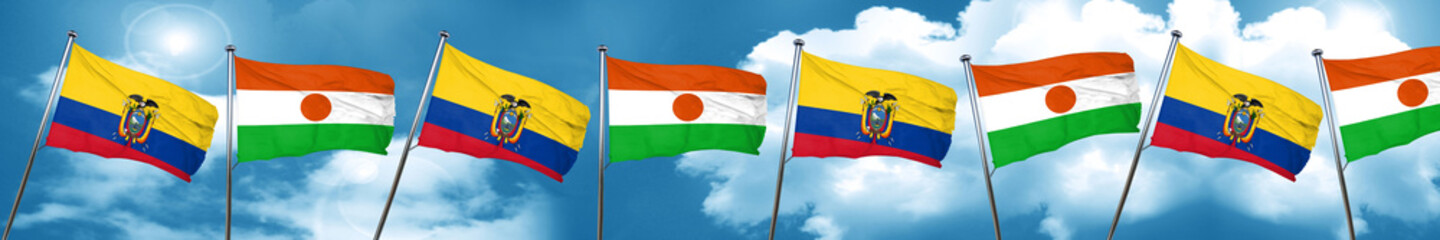 Ecuador flag with Niger flag, 3D rendering