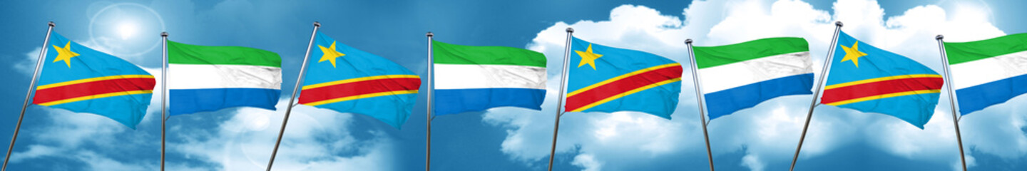 Democratic republic of the congo flag with Sierra Leone flag, 3D