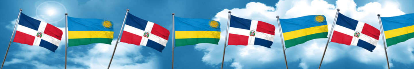 dominican republic flag with rwanda flag, 3D rendering