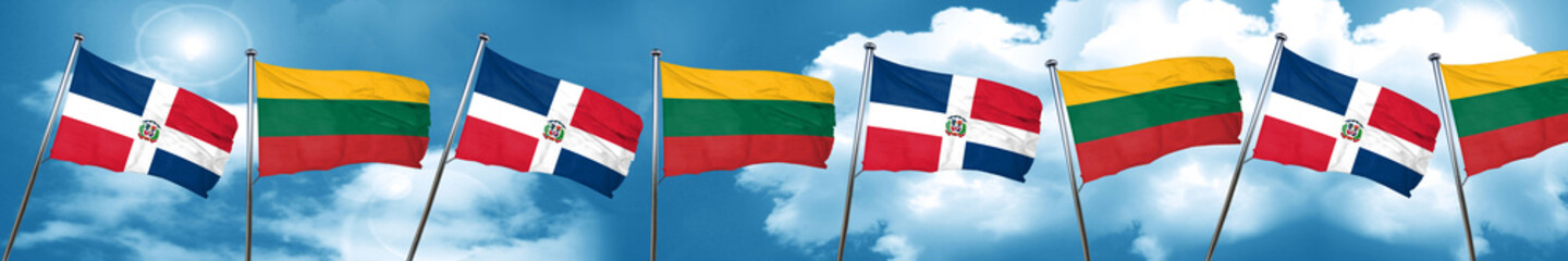 Fototapeta na wymiar dominican republic flag with Lithuania flag, 3D rendering