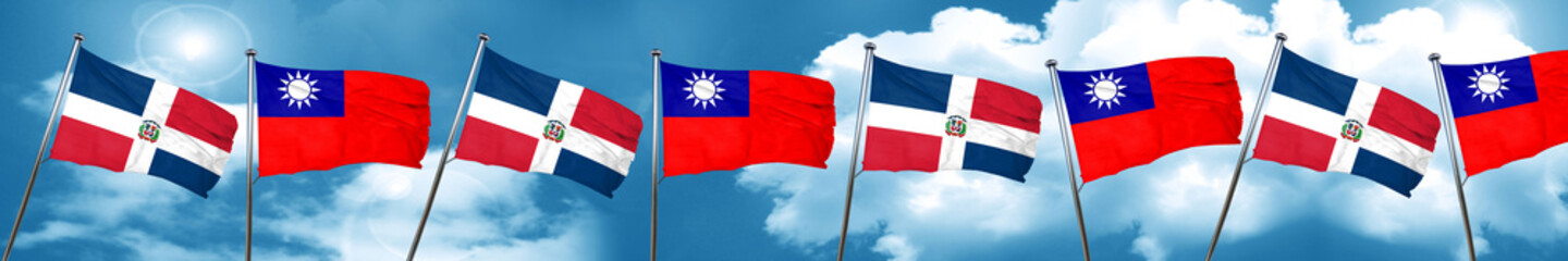 dominican republic flag with Taiwan flag, 3D rendering