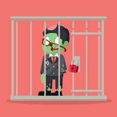 zombie businessman getting jailed
