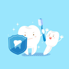 cute cartoon tooth health concept