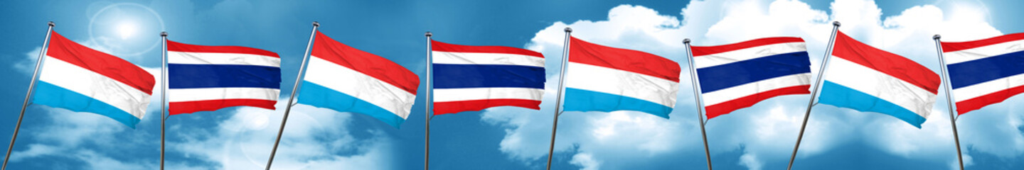 Luxembourg flag with Thailand flag, 3D rendering