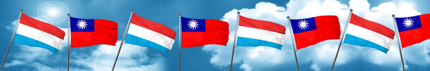 Luxembourg flag with Taiwan flag, 3D rendering