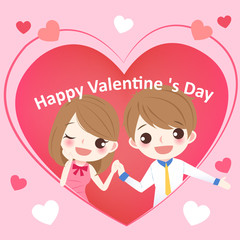cute cartoon couple with heart