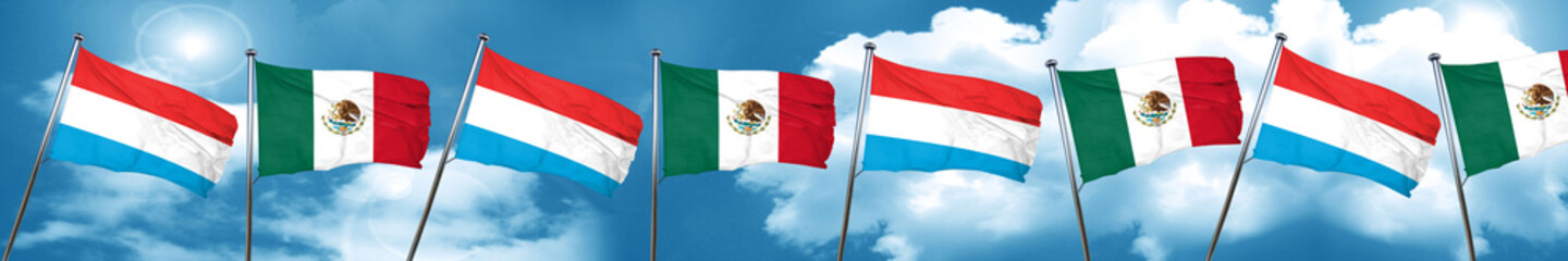 Fototapeta na wymiar Luxembourg flag with Mexico flag, 3D rendering