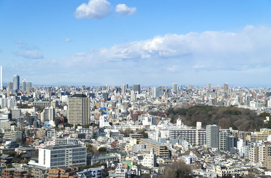 東京都市風景　都心の街並　上野　青空と雲　池袋　大塚　巣鴨　護国寺　田端方面