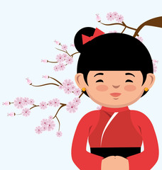 japanese culture beautiful geisha vector illustration design