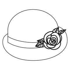 silhouette lace bowler hat roses retro design vector illustration
