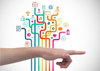 Hand with application icons