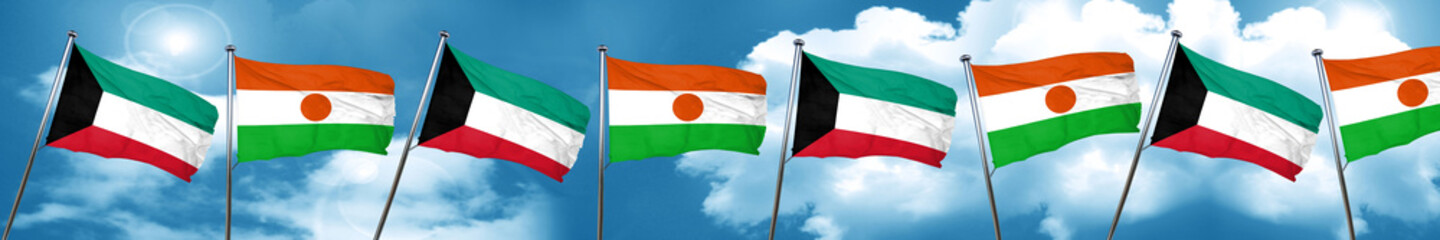 Fototapeta na wymiar Kuwait flag with Niger flag, 3D rendering