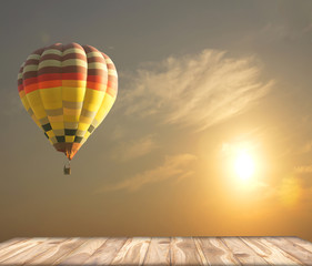  Sky and wooden floors and balloon