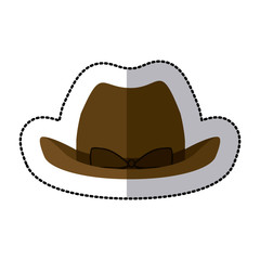 sticker lace cowboy hat with bow retro design vector illustration