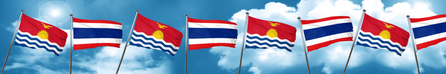 Naklejka na ściany i meble Kiribati flag with Thailand flag, 3D rendering