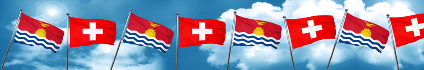 Fototapeta na wymiar Kiribati flag with Switzerland flag, 3D rendering