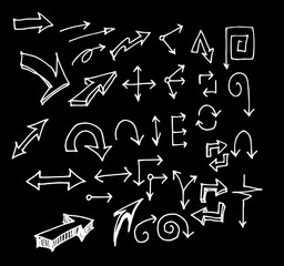 arrows doodle set on blackboard eps10