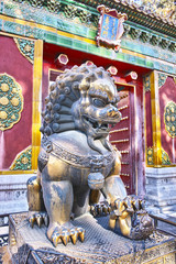 bronze lion statue in front of YangXin Hall, Forbidden City