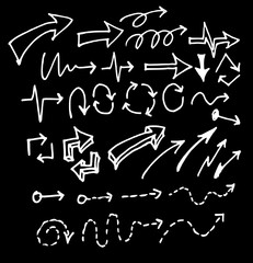 arrows doodle set on blackboard eps10