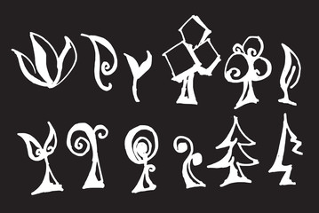 tree doodle set vector