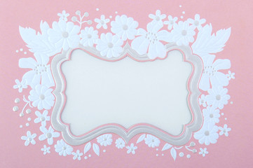 Invitation card, Wedding pink flowers in the middle frame.