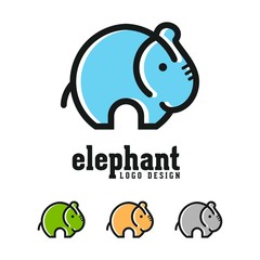 Simple Modern Elephant Vector Logo Outline