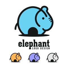 Simple Modern Elephant Vector Logo Outline