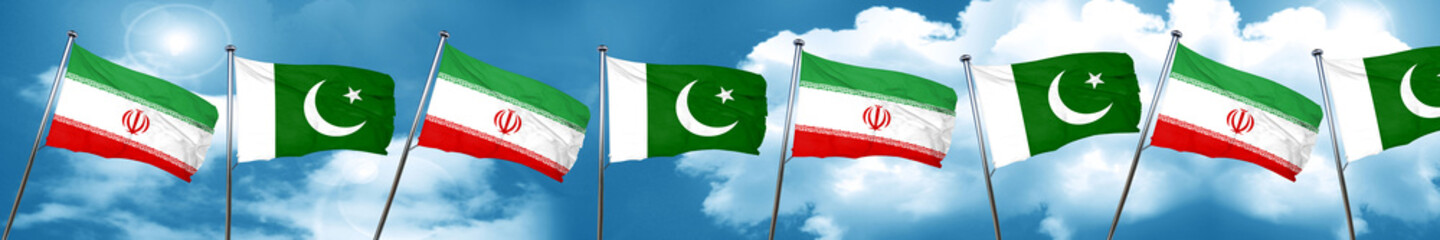 iran flag with Pakistan flag, 3D rendering