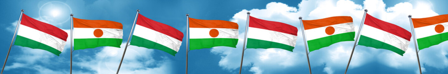 Fototapeta na wymiar Hungary flag with Niger flag, 3D rendering