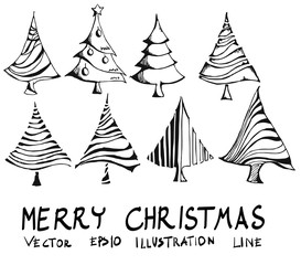 Hand drawn Christmas tree. Doodles and sketches eps10
