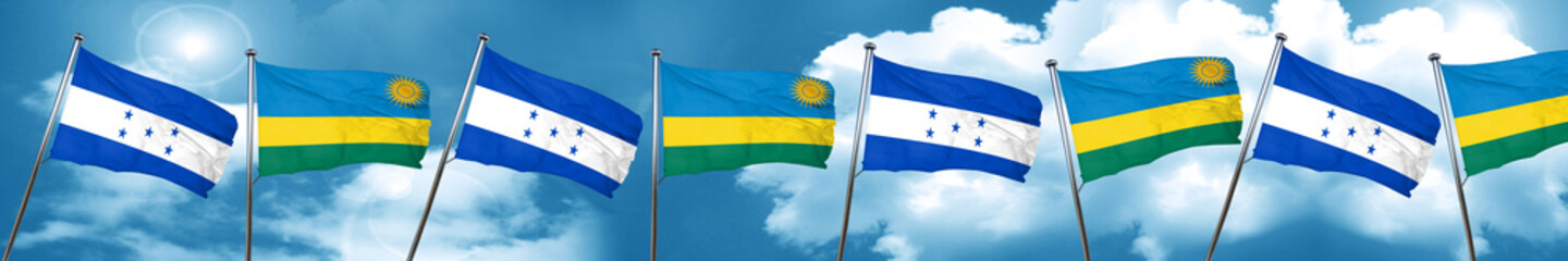 Honduras flag with rwanda flag, 3D rendering