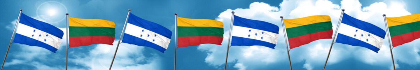 Honduras flag with Lithuania flag, 3D rendering