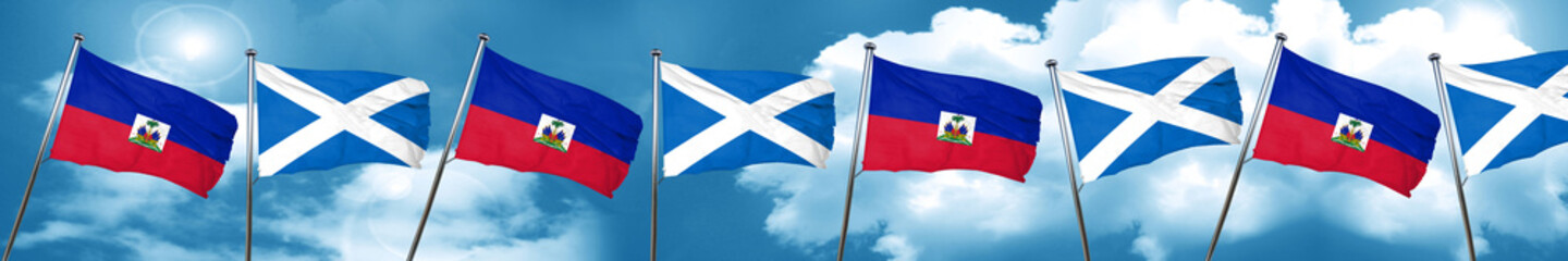 Haiti flag with Scotland flag, 3D rendering