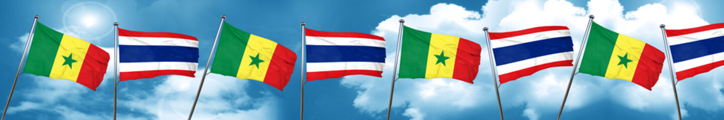Fototapeta na wymiar Senegal flag with Thailand flag, 3D rendering