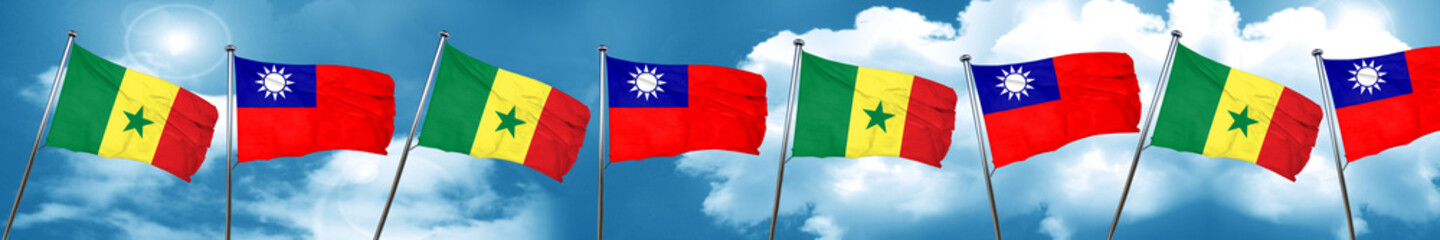 Senegal flag with Taiwan flag, 3D rendering