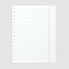 Paper note sheet for message vector illustration.