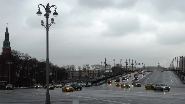 Cars on the Borovitsky Bridge