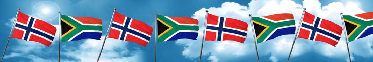 norway flag with South Africa flag, 3D rendering