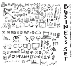 Business doodles sketch vector ink eps10