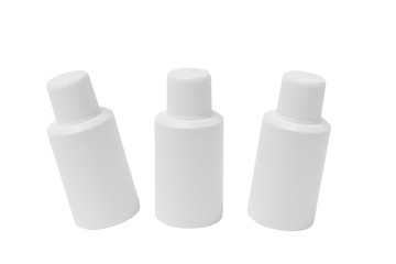 White plastic bottle template for medical or cosmetic fluid, eye drops, oil. Packaging collection. 